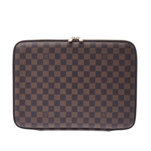 Louis Vuitton Damier Computer Sleeve Brown Canvas Clutch Bag